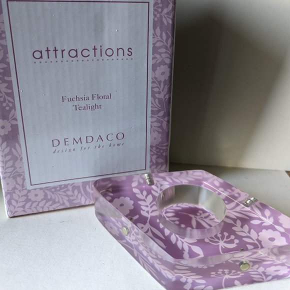 Demdaco Fuchsia Floral Tealight Holder - Picture 1 of 1